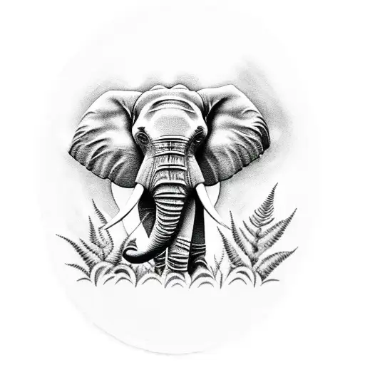 Elephant With Ferns