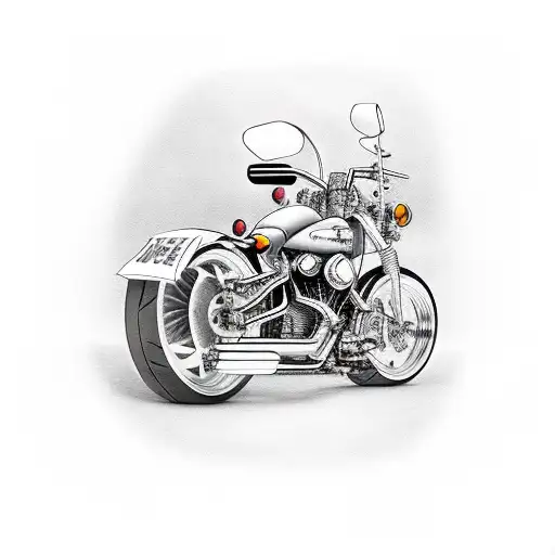 Chopper Motorcycle Being Stiffen By A Skeleton