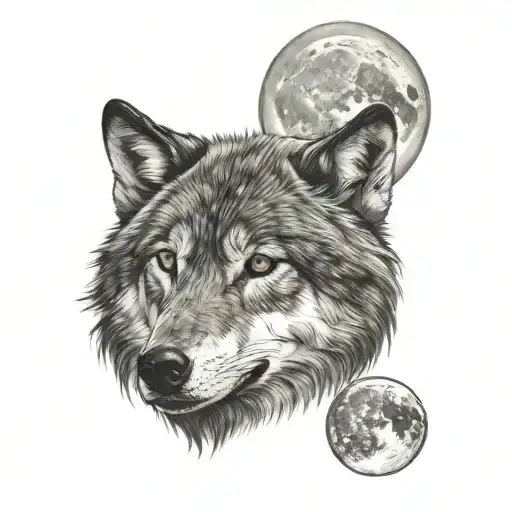 Wolf And Moon