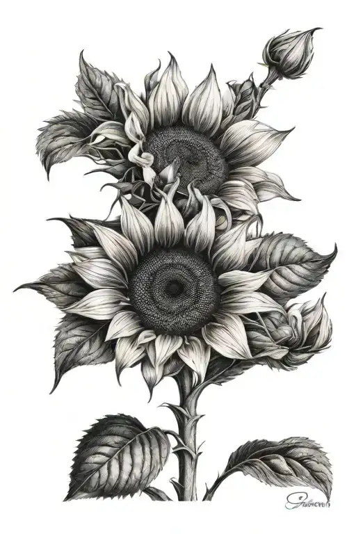 Sunflower With Sakura Flowers