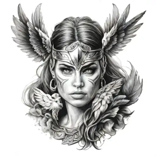 Valkyrie Woman Face Powerful Eyes