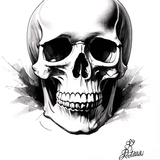 Skull Sketch In Full-face Black And White Realism