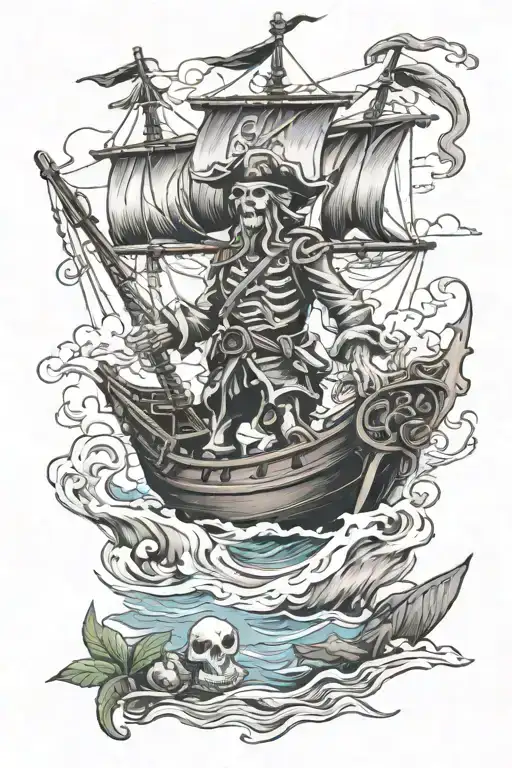 Pirate Skeleton Boat Floating