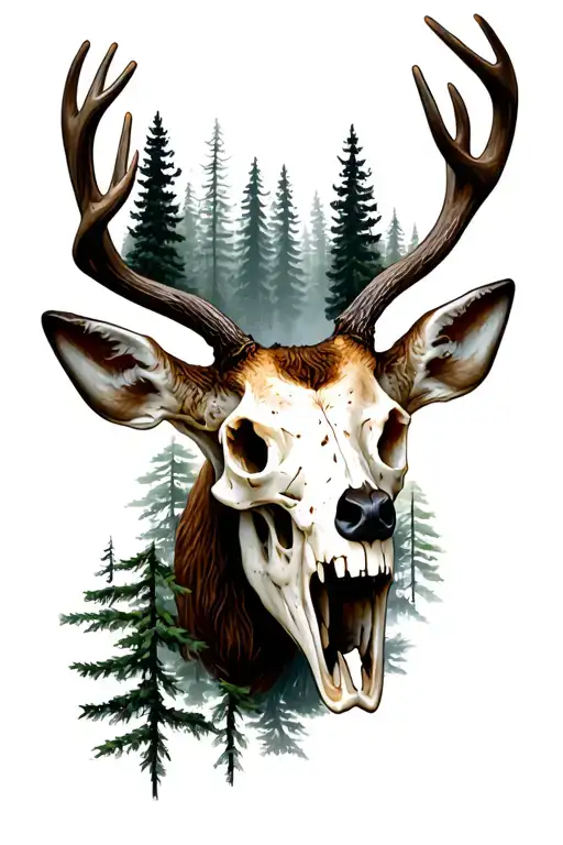Deer Skull And Forest