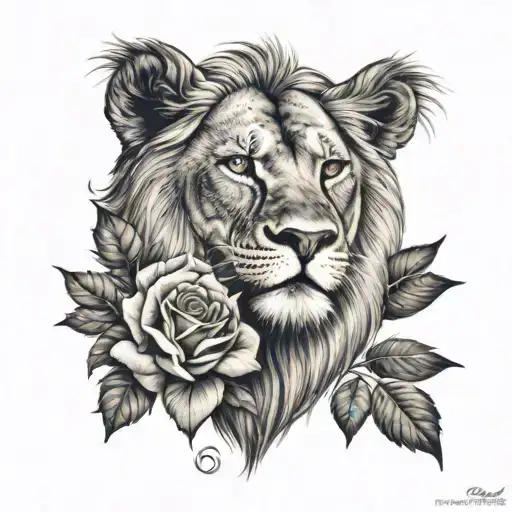 Lion And Rose