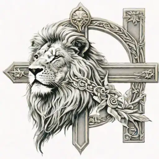 Lion And Cross With Date And Name Place