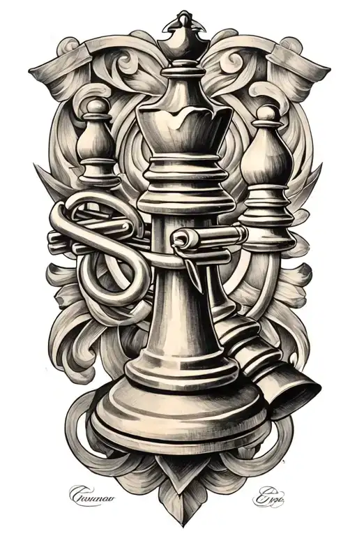 A Trumpet Intertwined With King Chess Piece