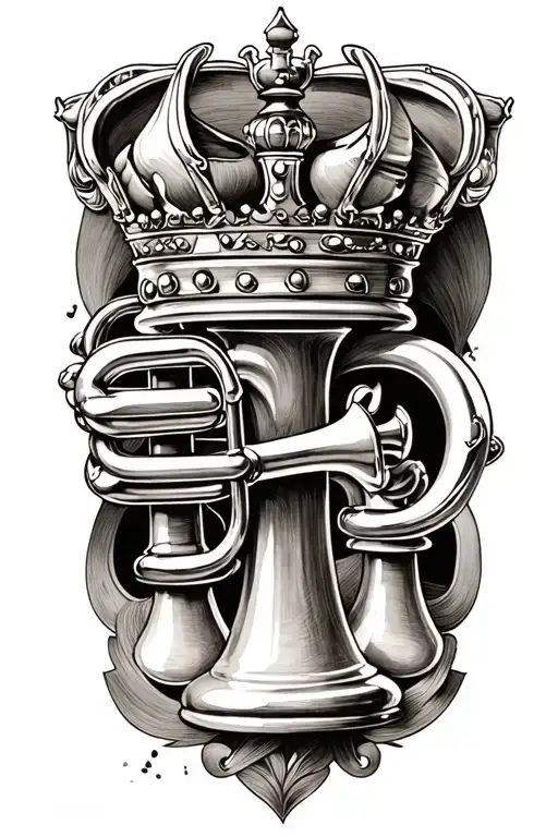 A Trumpet Intertwined With King Chess Piece
