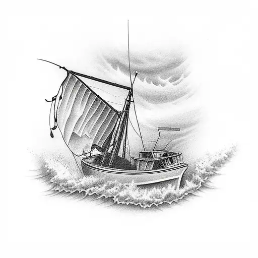 Fishing Boat At Sea In A Storm