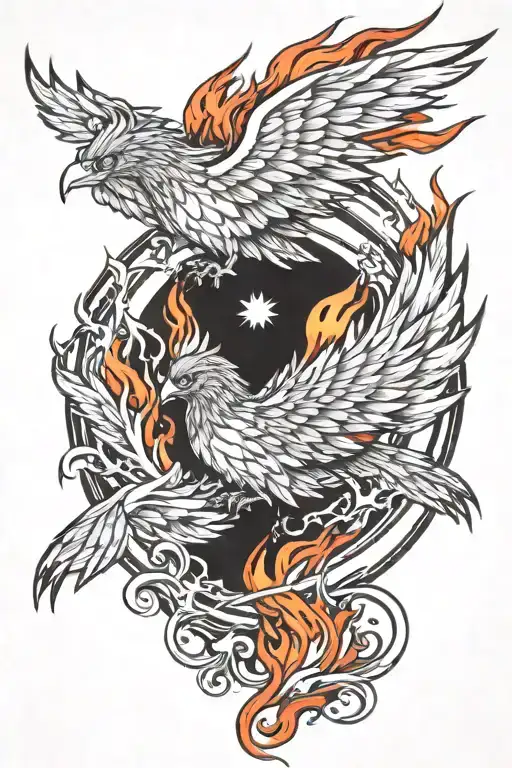 Phoenix And Red Flames