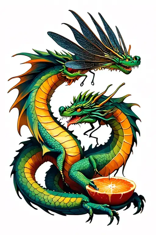 A Dragon And Dragonfly Sharing A Meal Made Of Health Care Symbols