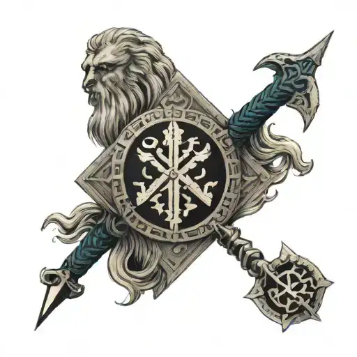 Vegvisir In Negative With A Odin Face And Uruz Rune