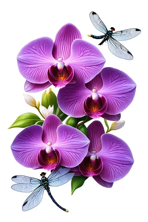 Orchids And Dragonflies Intertwined To Create A Baking-themed Mandala Design