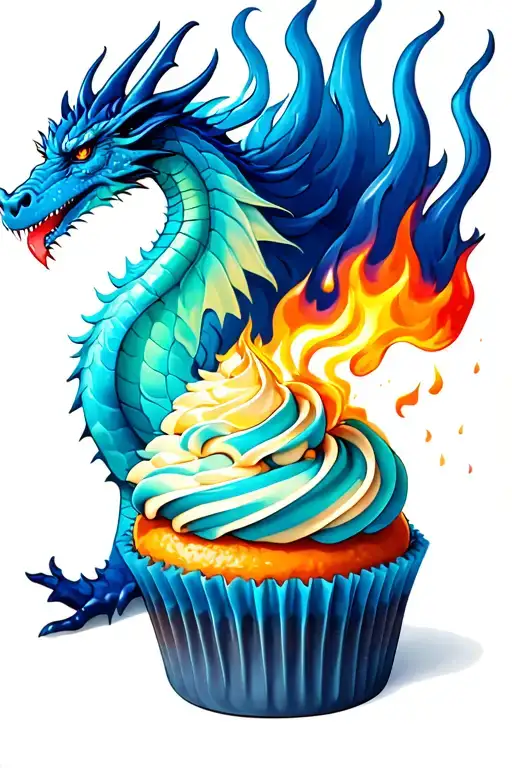 Dragon Breathing Fire On A Cupcake
