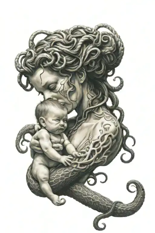 Medusa Breastfeeding A Baby Girl