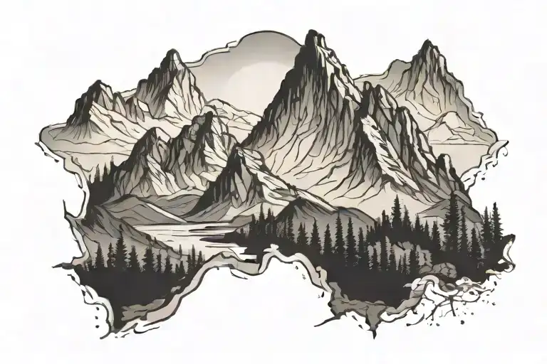 A Minimalist Tattoo Of A Mountain Range Silhouette