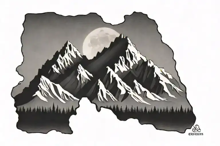 A Minimalist Tattoo Of A Mountain Range Silhouette