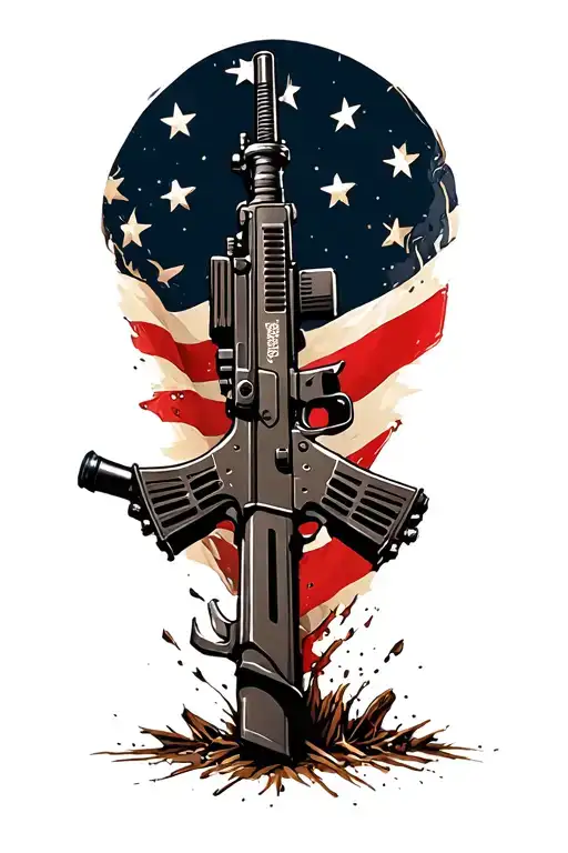 M16 Rifle With Bayonet Stuck Into The Ground Paying Respect