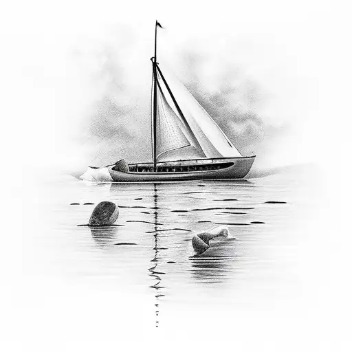 A Boat Facing Forward With Different Reflection In The Water