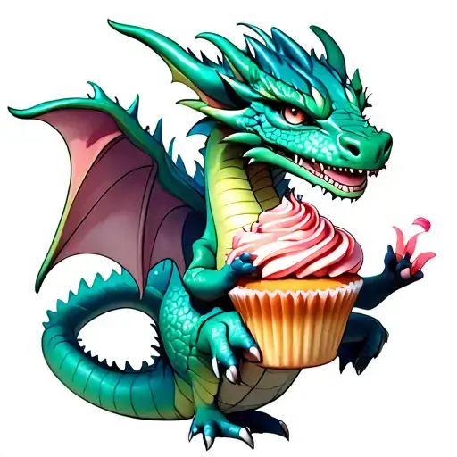 A Dragon Holding A Cupcake In Its Claws