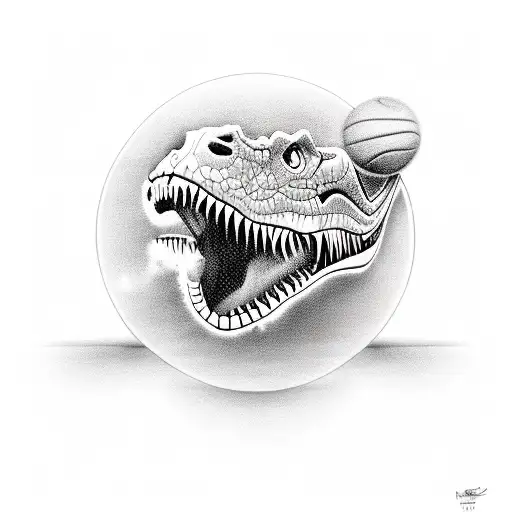 Dinosaur Playing Basketball