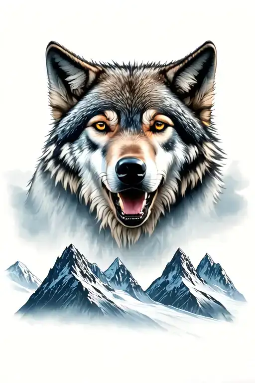 Wolfpack With Mountains In The Background