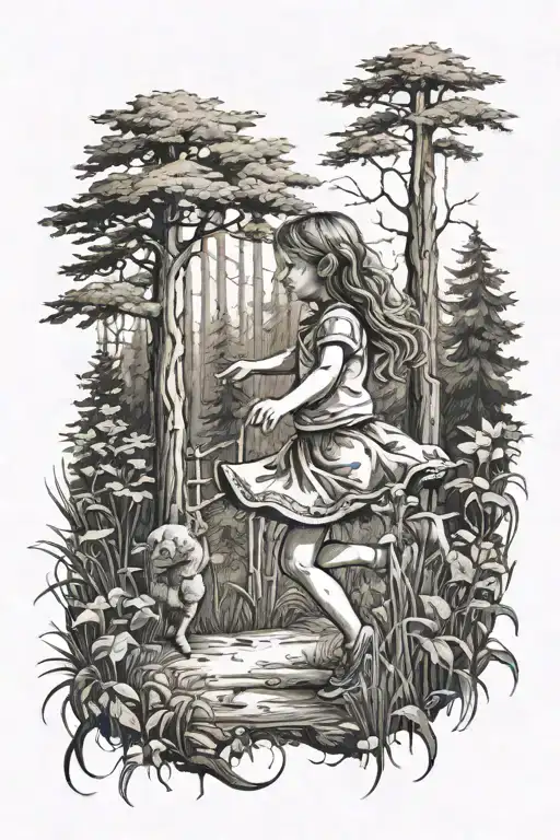 Little Girl Dancing In The Forest Scene