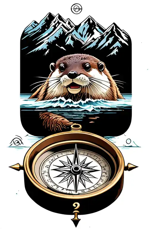 Otter Compass And Mountains