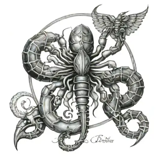 A Libra Symbol Intertwined With A Scorpion