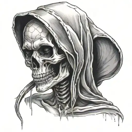 Grim Reaper Woman Half Face Od Crying Woman Half Od Skull