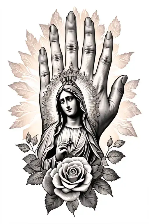 Virgen De Guadalupe Rosery Wrapped Around The Hand