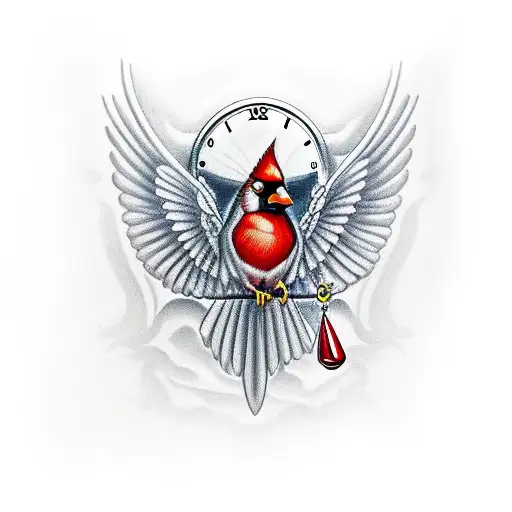 Cardinal Flying With Pocket Watch