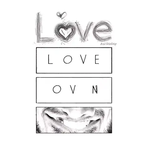 A Man's Face With The Words Love On It