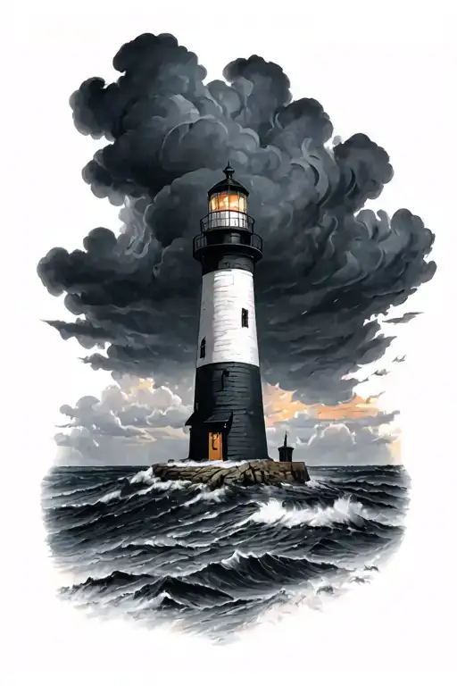 Lighthouse In A Storm Clouds