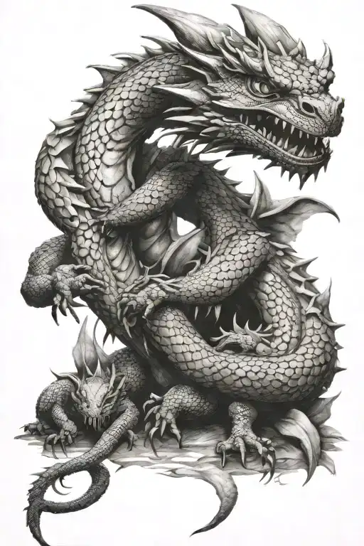 Dragon And Baby Dragons