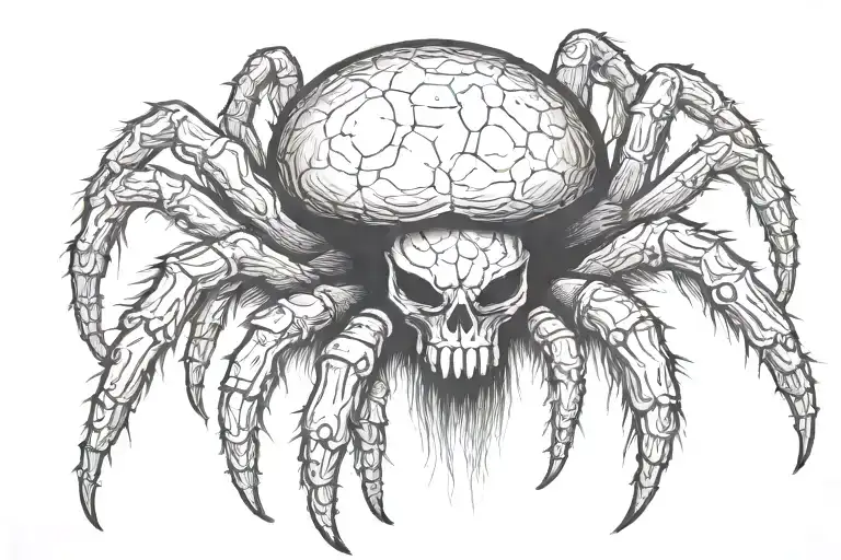 A Spider With A Body Shaped Like A Mushroom With A Skull Face And Fangs