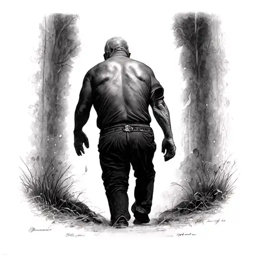 Sad Father Walking Away He Was Strong