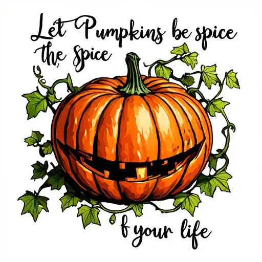 A Pumpkin With Vines And The Vines Produce Wording Let Pumpkins Be The Spice Of Your Life