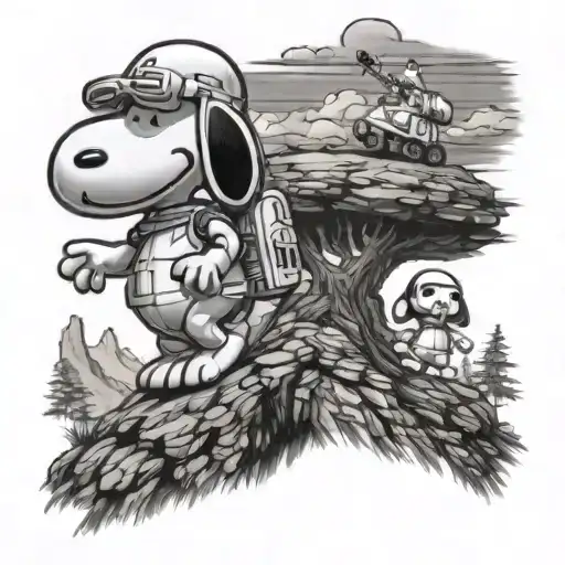 Snoopy And Stormtrooper Conquering A Mountain