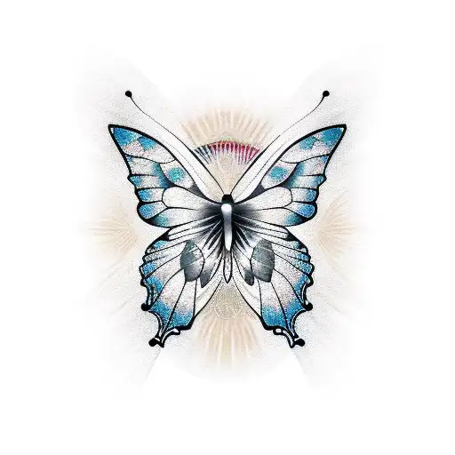 Butterfly In Front A Sun