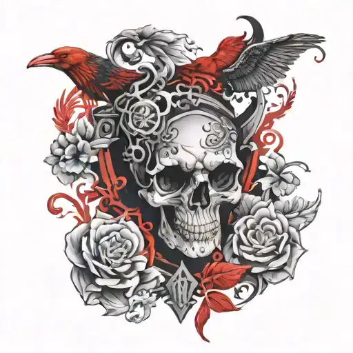 Innovative Design Blending Loyalty And Avarice Motifs In Red And Black Shades