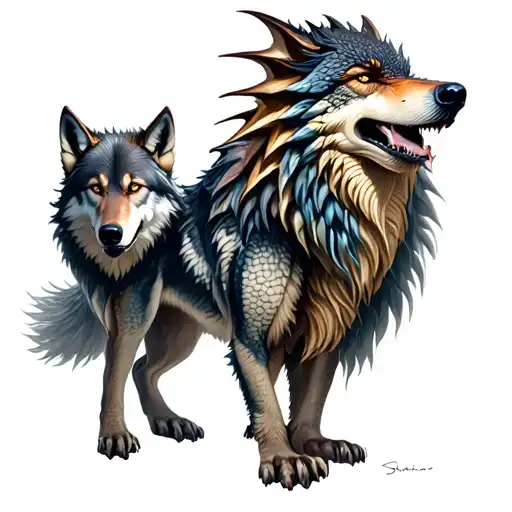 Wolves And Dragons In Color