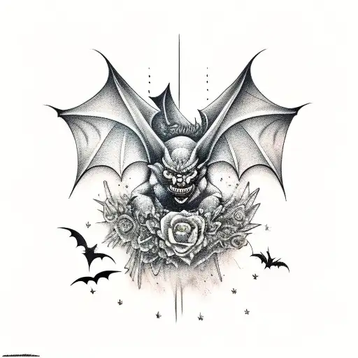 Gargoyle And Bat With Trashpolka