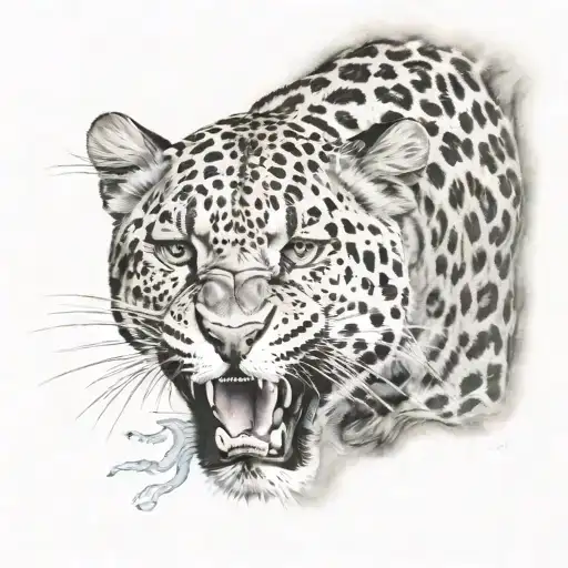 Growling Leopard With Smoke In Background