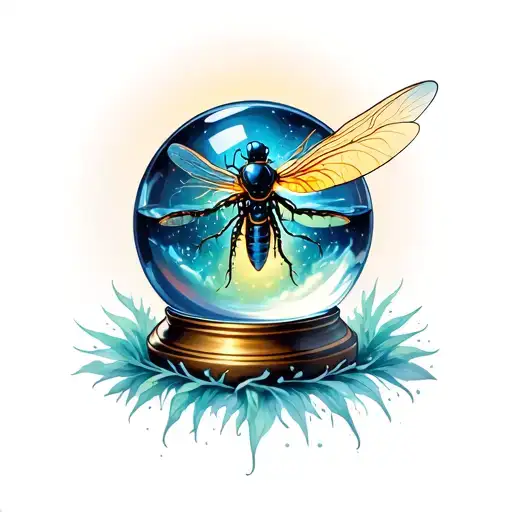 Glowing Firefly In Fortune Telling Crystal Ball