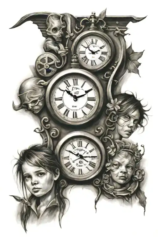 Kids And Clocks Side By Side