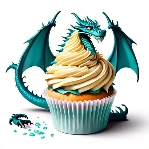 Dragon Emerging From A Cupcake