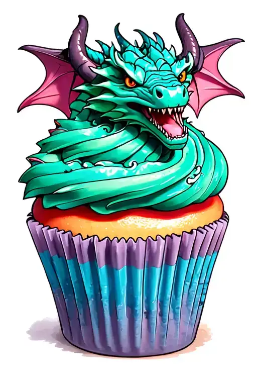 Dragon Emerging From A Cupcake