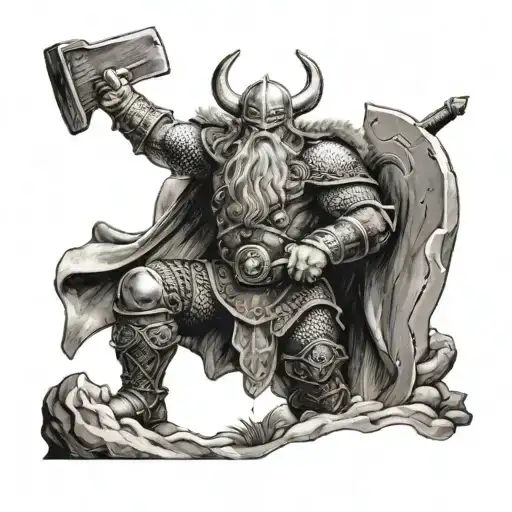 A Viking Warrior Wielding A Hammer In A Cosmic Battle