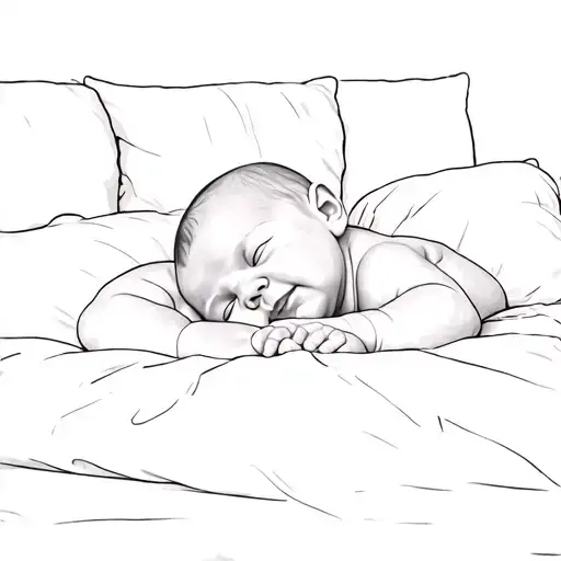 A Baby Laying On A Bed